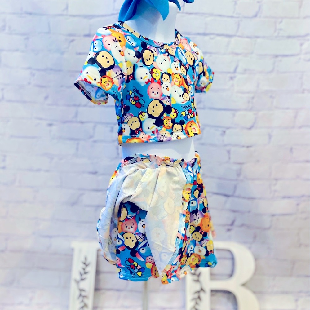 Girls Disney Character Crop Top and Skort Set - Picture 2 of 6
